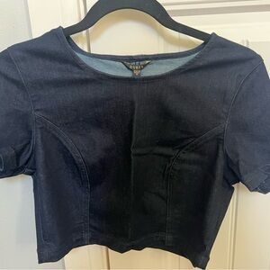 Guess Denim Crop Top Short Sleeve
